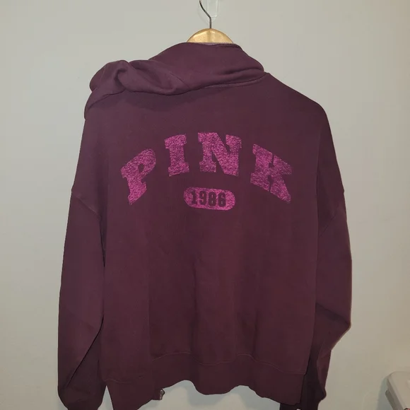 VS PINK Maroon logo zip-Up Hoodie size large - Picture 4 of 4